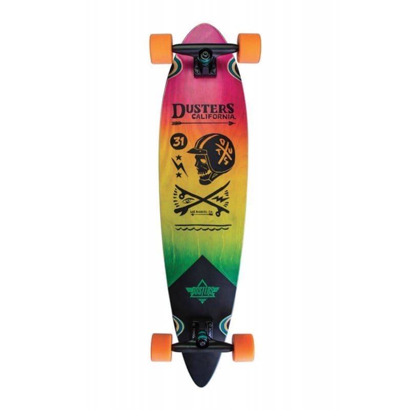 Dusters Moto Fades Pink Orange Teal longboard completo 37 x 8.75 pollici