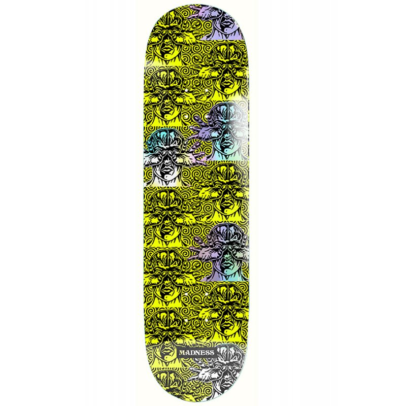 MADNESS – R7 Repeat Offender Saftey Yellow/ Holographic Tavola Skateboard Deck 8.5"