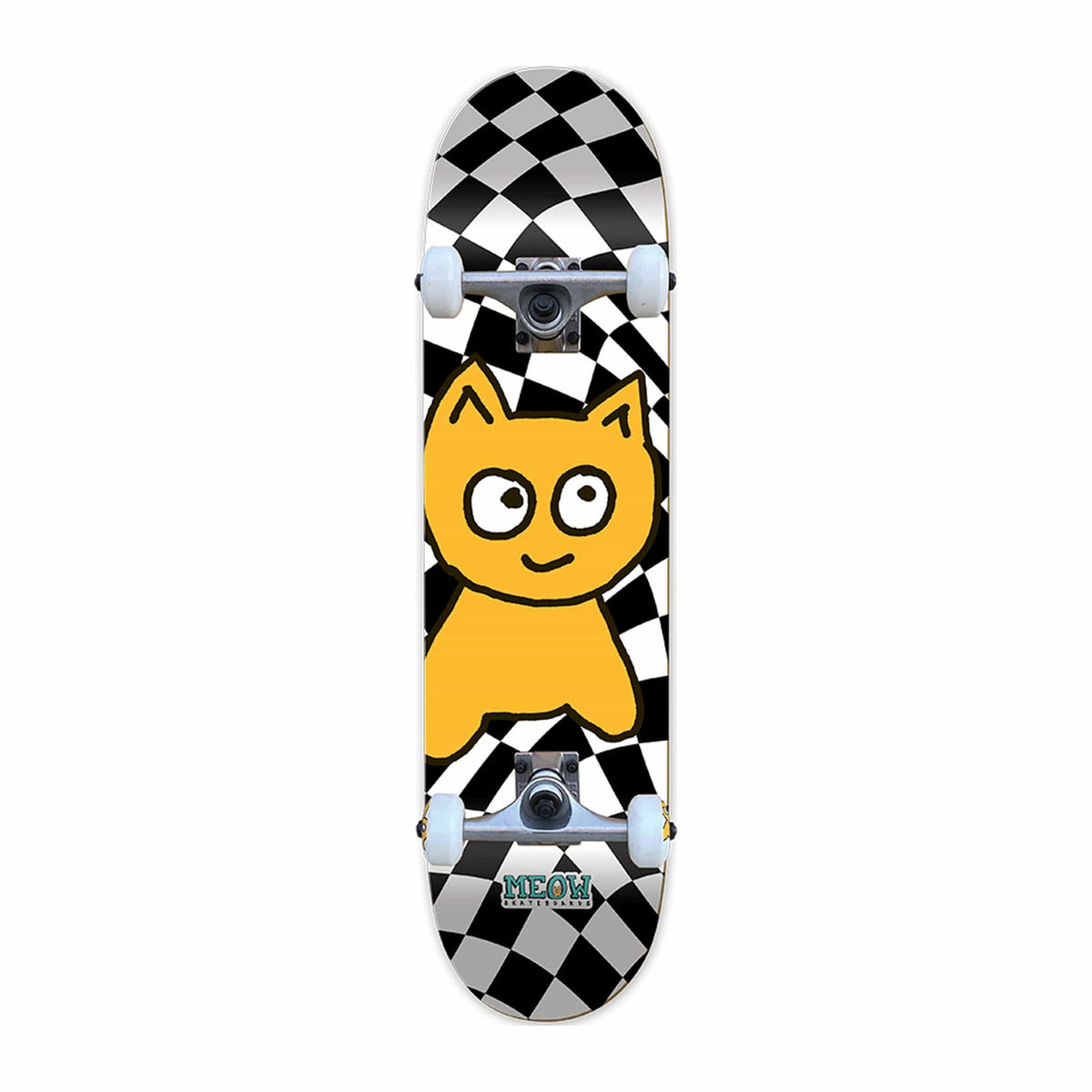 Meow – Big Cat Checker Twist 7.75″ – Skateboard Completo Black/White