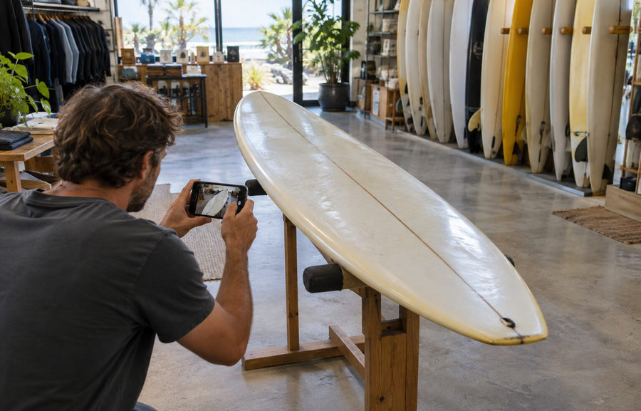 Fotografia di una tavola da surf usata per la vendita