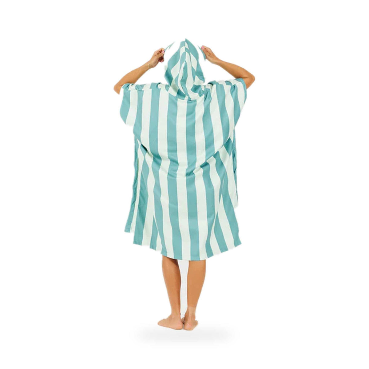 AFTER - Poncho Stripes Green – poncho scontornato su fondo bianco