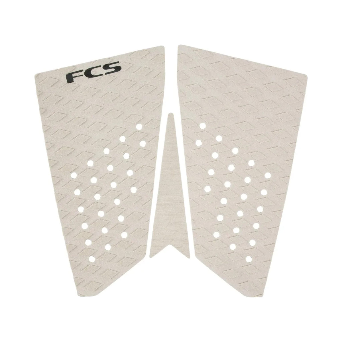 Pad surf FCS T-3 Fish Eco Warm Grey/Alpine, vista superiore su sfondo bianco