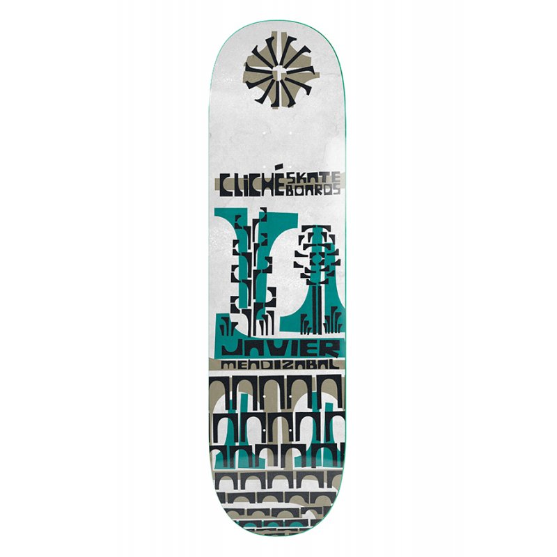 CLICHE – Pro Cliche Javier Mendizabal Griptape Art Teal/White Tavola Skateboard Deck 8.25"