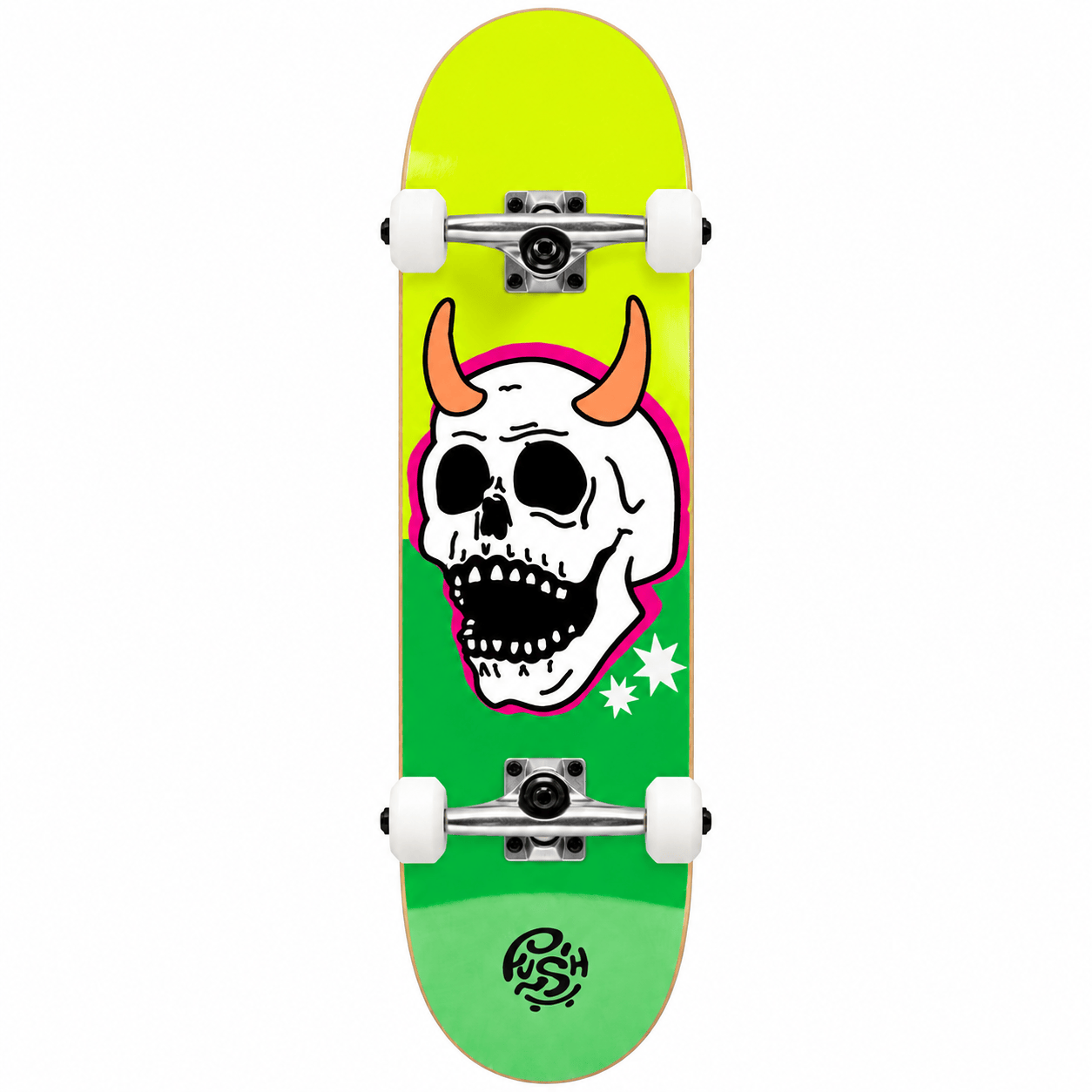 Push – Skull Horn Lime Green 8.0 Skateboard Deck