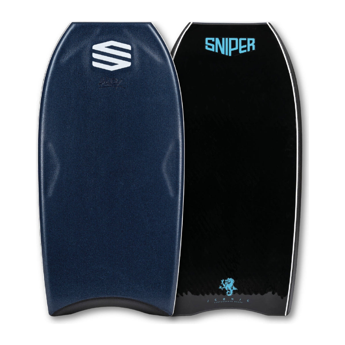 Bodyboard Sniper Amaury Laverne Iconic PP 41,5, deck blu e slick nero