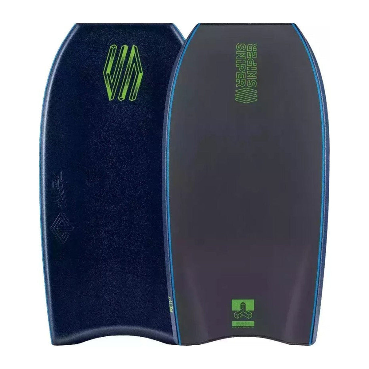 Bodyboard Sniper Pulse Lavernhe PE Flex Elite 36, fronte e retro blu