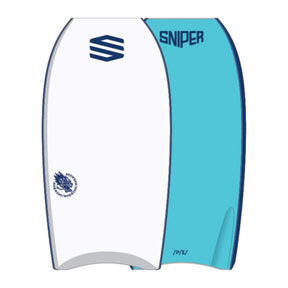 Bodyboard Sniper Shenron PE 38, deck bianco e slick turchese