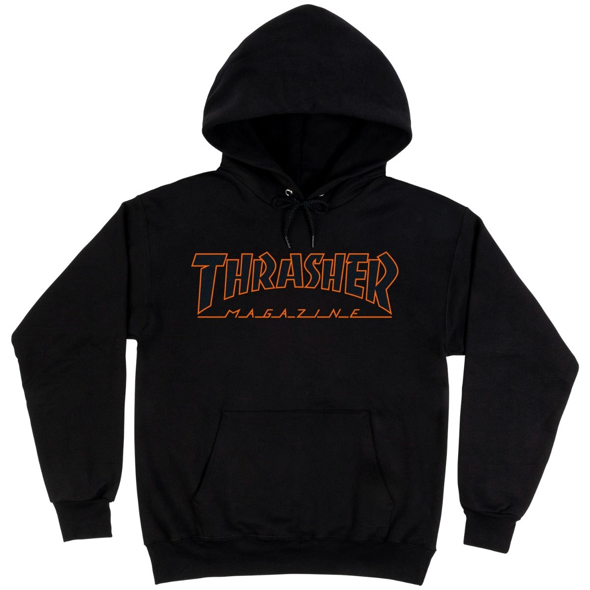 Thrasher Outlined Hoodie / Black & Orange